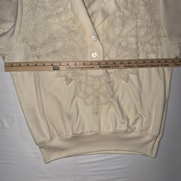 L Three Flaggs California Lace Pullover Top NWT Cream Coquette Cottagecore VTG - Picture 8 of 11